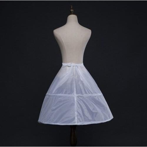 85LB Flower Girls 2 Hoops White Underskirt 65cm Wedding Petticoat Children Kids Elastic Waist Drawstring One Layer Crinoline