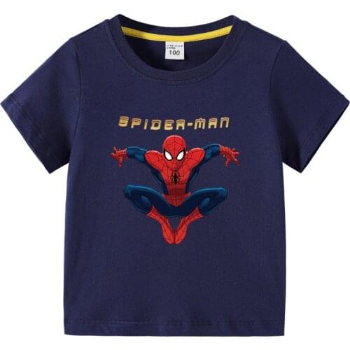 Disney Childrens T-shirt Spider-Man Round Neck Home Underwear Pure Cotton Comfortable Breathable Universal T-shirt
