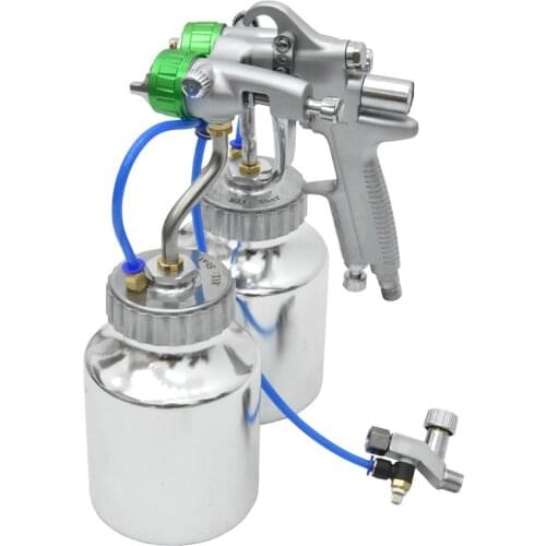 Double-headed Pneumatic Sprayer PT-29B Dual Head Air Pneumatic Pressure Sprayer Spray Gun With Pot 8-12cfm 1000ml 4.0MPa 1.3mm