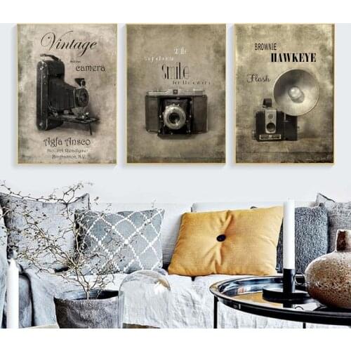 Classic Canvas Painting Retro Vintage Wall Art Camera Posters On The Wall for Home Decor Frameless Painting for Interior