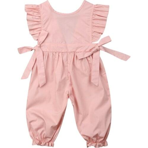 Newborn Kid Baby Girl Ruffle Bib Pants Romper Overalls Cotton Outfits Clothes Kids Baby Girls Bib Pants Ruffle Bodysuit