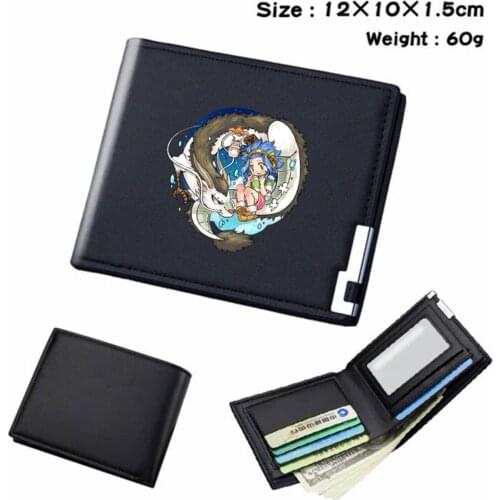 Short Wallet Anime Spirited Away PU Bifold Teenger Card Holder Student Casual Note Compartment Mens Womens Black Wallet