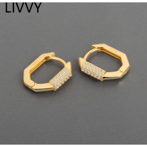 LIVVY Silver Color Earring Sparkling Zircon Stud Earrings Fashion Exquisite Elegant Party Jewelry for Women Prevent Allergy