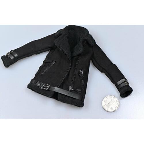 1/6 Black Lamb Cashmere Jacket Model for 12" Tbl Female Body Action Figure Doll