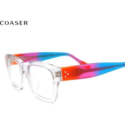 Trend Colour Vintage Transparent Acetate Square Great Glasses Frame Women Men Optical Prescription Eyewear Suit Style Sunglasses