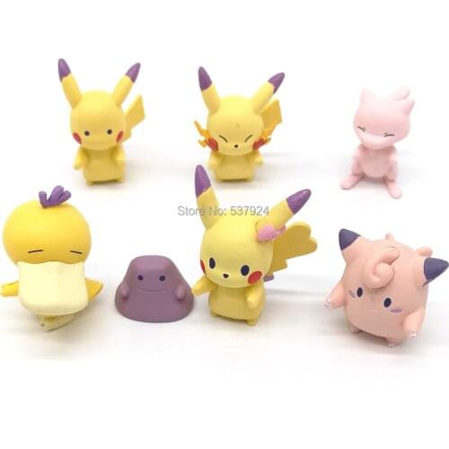 New 70Pcs Pika Mew Psyduck Clefairy Ditto 4CM PVC Action Figure Toy