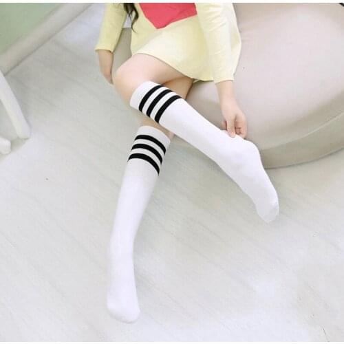 Autumn Fall White Socks Child Girls Striped 3 Pairs /lot Fashion Black
