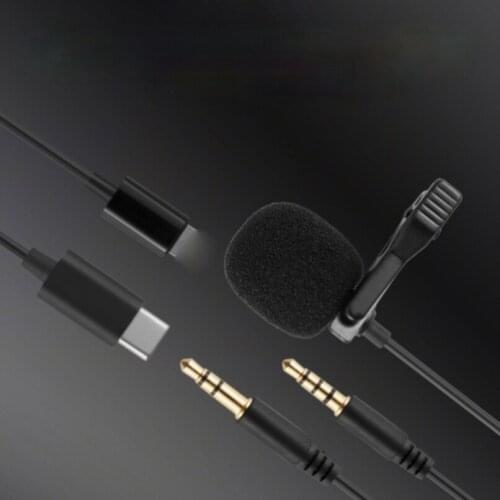 Lavalier Clip-on Lapel Microphone Recording Mic for iPhone 7 X 11 12 8 Plus Type C 3.5mm Android Samsung Huawei Xiaomi PC