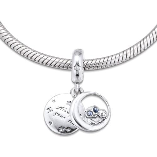 Fits for Pandora Beads Bracelets 100% 925 Sterling Silver Jewelry Always by Your Side Owl Hanging Charms Free Shipping