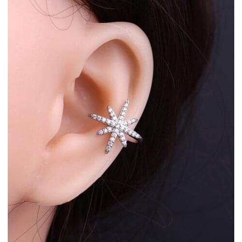 Eight-pointed star ear bone clip female high-end sense without piercing painless ear clip earrings 2020 new trendy personality