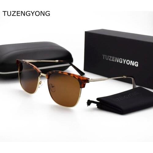 TUZENGYONG New Classic Men Polarized Sunglasses Women Brand Designer Fashion Male Half Frame UV400 Gafas De Sol