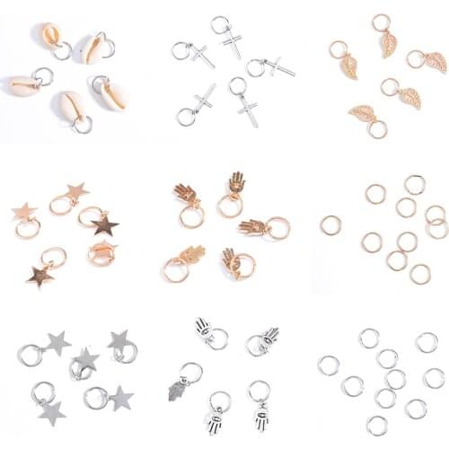 5/10 Pcs Hair Braids Leaves Beads Women Silver Gold Color Hip-hop Hair Rings Braid Bead Hair Headband Braiders Accessories