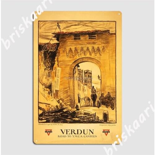 Verdun Road To Ymca Canteen Vintage War 1 Advertisement Poster Metal Plaque Poster Wall Club Party Custom Tin Sign Poster