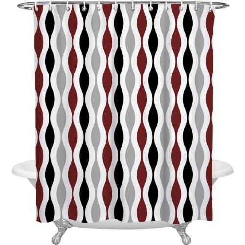 Waterproof Shower Curtains Geometric Black Red Grey Medieval Print Shower Curtain Frabic Polyester Bathroom decor Curtain