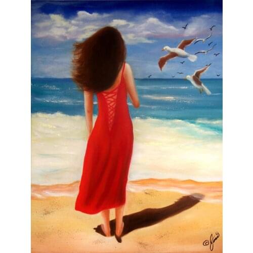 High quality Oil painting Canvas Reproductions Wind Blown Beach By Joni McPherson hand painted