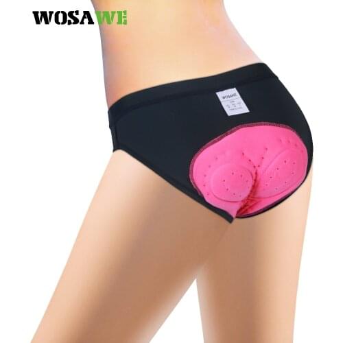 WOSAWE Women Cycling Underwear S-2XL Bicycle Mountain MTB 3D Gel Padded Bicycle Briefs Quick dry Breathable Underpants