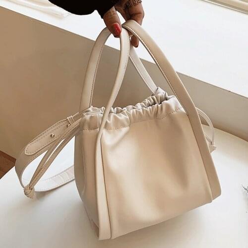 Women Soft Leather Bucket Bag Simple Handbags Luxury Brand Shoulder Bag Female Square Crossbody Bags for Girls Fashion Tote Sac