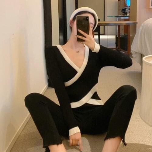 Woman Sweaters Pullover Spring And Autumn Slim-Fit Long-Sleeved Sexy Irregular Top Womens Sweater Femme Chandails