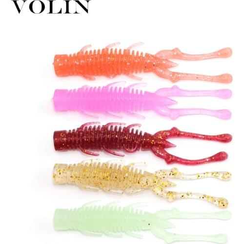 VOLIN NEW 10pcs Floating NED Shrimp with Salt Soft Bait Fishing lures 73mm 2.5g Swivel TPR Baits Fishing Worm Freshwater for all
