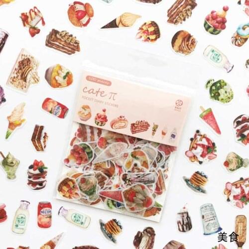100pcs/lot Cartoon Japanese Food Washi Sticker Material Paper DIY Diary Junk Journal Decoration Label Sticker Album Scrapbooking