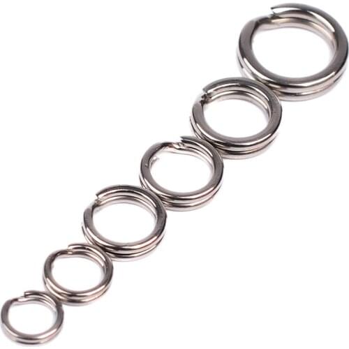 100pcs Fishing Split Rings For Crank Hard Bait Silver Stainless Steel 3#-8# Double Loop Split Open Carp Fishing Tools