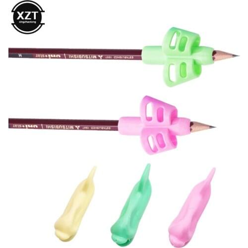 2019 7Pcs/Set Non-Toxic Children Pencil Fisherman Holder Pen Writing Aid Grip Two Finger Ergonomic Posture Correction Silicone