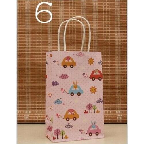 40PCS/lot NEW cartoon car kraft paper bag with handles 21*13*8cm/ Childrens day Festival gift bags/ baby birthday Paper bags