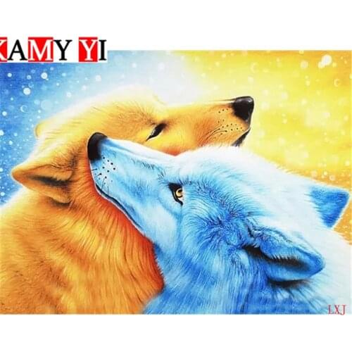 5D DIY Diamond embroidery the ice Wolf and fire Wolf Mural cross-stitch diamond mosaic home decoration Diamond painting LXJ