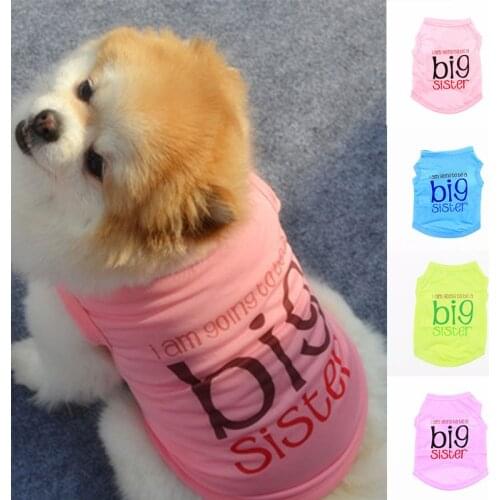 Big Sister Letter Printed Dog Vest Cotton Spring/Summer Dog Shirt Pet Clothes For Dogs Cats Puppy Dog Clothes Dogs Clothing Vest