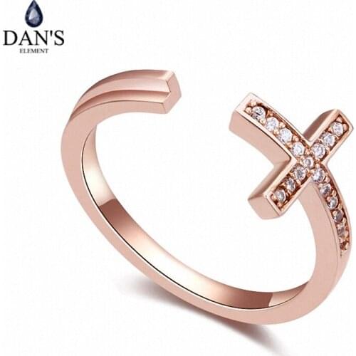DANS Real Austrian Crystals Brand AAA Zirconia Micro Inlays Fashion Ring for women New Cross 109732Rose