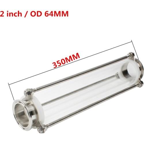 304 Stainless Steel 2 inches/OD64MM Tri Clamp Clover Sanitay Flow Sight Glass Diopter with longer size 350MM