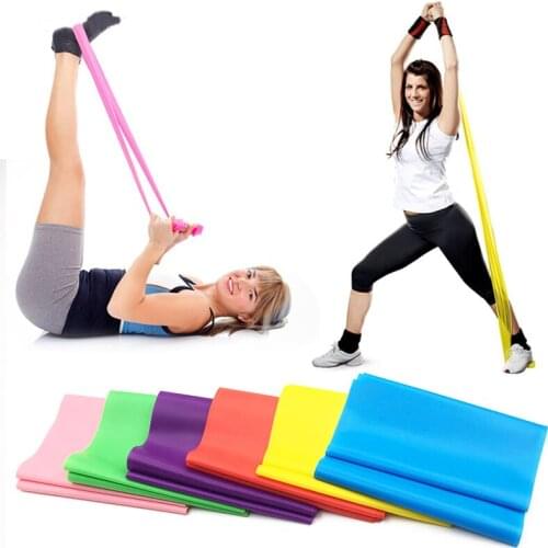 1.2m Elastic Yoga Pilates Rubber Stretch Exercise Band Arm Back Leg Fitness thickness 0.35mm resistance band Free Shipping