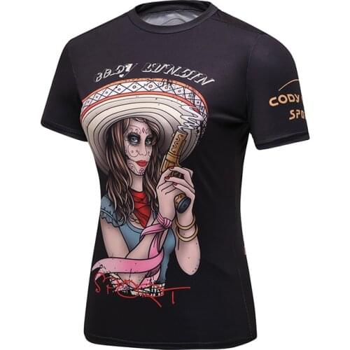 Sublimation MMA Custom Print Breathable T-shirt Women Gym Rashguard