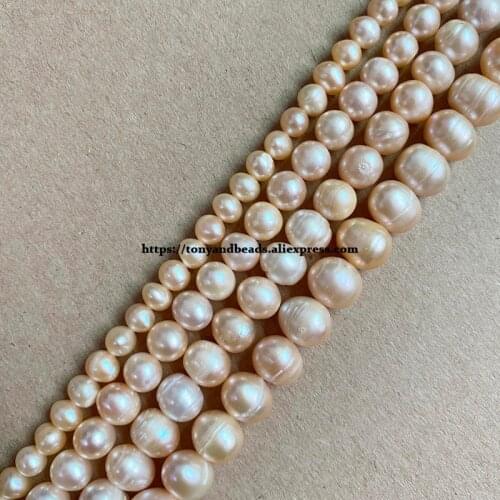 A Quality Genuine Natural Fresh Water Pearl Pink Color Punch Loose Beads 15" 5 6 7 8 9 mm Pick Size For Jewelry Making DIY