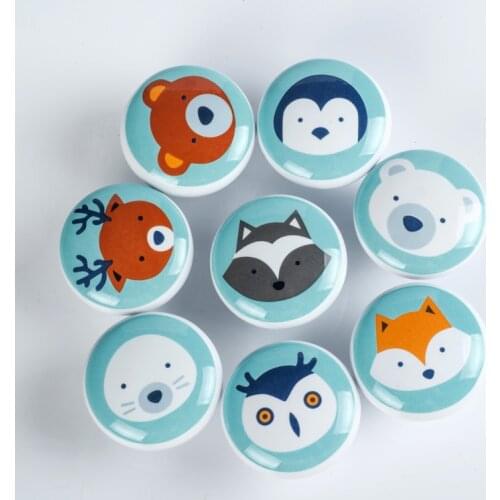 Ceramic Carton Knob Bear Fox Penguin Children Room Hardware Museum Cabinet Knobs Drawer Knobs for Kids/Children