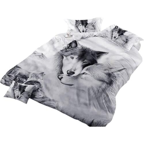 Wolf Couples Bedding Kids 3D Bedding Cool Wolf Duvet Cover Set 3 Pcs 3D Painting Duvet Cover