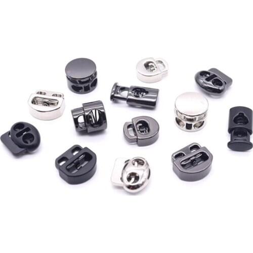 Metal Cord Lock Stopper Shoelace Drawstring Rope Parts Double Hole Spring Stop Toggle Stoppers Apparel Lanyard Accessories