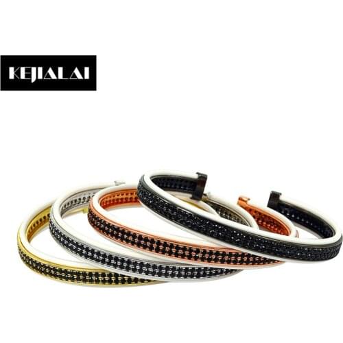 Fashion Jewelry Bangles Bracelets for Men White Leather with Double Lines Black Zircon Open Cuff Adjustable for Women Best Gift