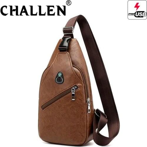 3 colors New Mens fashion Crossbody Bag Casual pu leather Messenger Bag Travel Shoulder bag for men USB Chest Bandolera AA-12