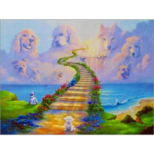 Counted Cross Stitch Kits Needlework Embrodery - Crafts 14 ct Aida Color DIY Arts Handmade Home Decor - All Dogs go to Heaven
