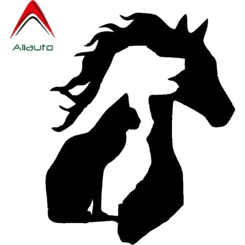 Aliauto Cartoon Car Sticker Lover Horse Dog Cat Auto Accessories Waterproof Vinyl Decal for JDM VW Polo Chevrolet Kia,14cm*11cm