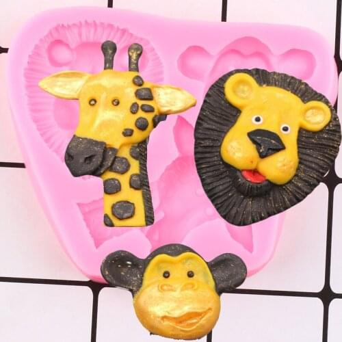 Monkey Silicone Mold Lion Cupcake Topper Fondant Cake Decorating Tools Chocolate Gumpaste Moulds Giraffe Candy Resin Clay Molds