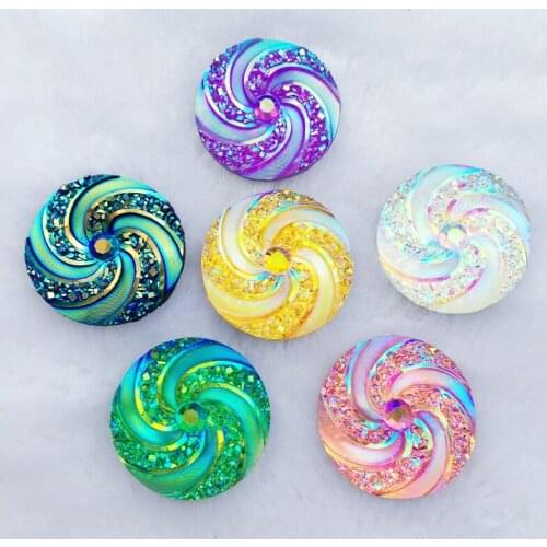 60pcs Flat Back Flower whirlwind stick On Rhinestones Cabochon For Beadwork Jewelry Making 25mm -E90