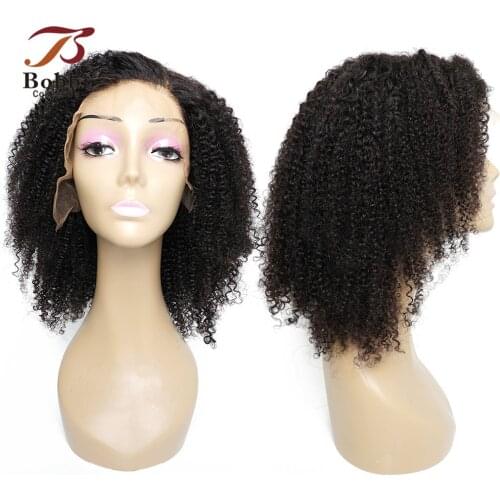 13x4 Lace Front Wig 18 inch Remy Human Hair Wigs Afro Kinky Curly Natural Color Pre-Plucked 150% Density BOBBI COLLECTION