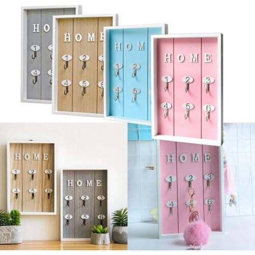 Practical INS Scandinavian Style Wall Decoration Handmade Wooden "HOME" Key Box Creative Key Box Wall Creative Room Decoration M
