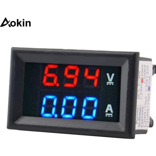 Professional DC 100V 10A Voltmeter Ammeter Blue + Red LED Amp Dual Digital Volt Meter Gauge Voltage Current Home Use Tool