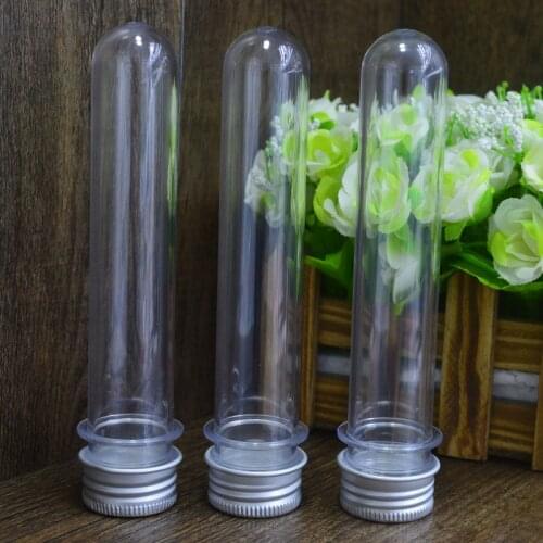 50 x 30ml 40ml Clear Plastic PET Test Tubes Empty Mask Scented Tea Serum Capsule Pills Testing Tubes Bottles With Aluminum Cap