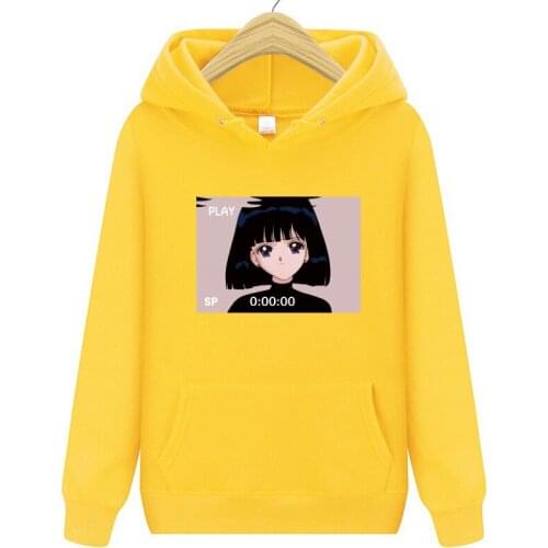 New Sad Girl Retro Japanese Anime Print Men Hoodies Fashion Hot Sale Funny Hoodie Male Pullover Hip Hop Streetwear Tracksuit