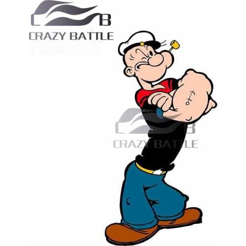 Crazy Battle 13 x 7.1cm Popeye The Sailor Man Vinyl Car Stickers Waterproof Sunscreen Decal Surfboard Personality Graphics