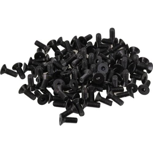 Black 8mm Length Metric Thread M3 Carbon Steel Countersunk Flat Head Hex Socket Cap Screws Bolts Pack of 100